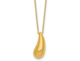 14K Yellow Gold Puffed Teardrop Necklace with 18 Inch Chain